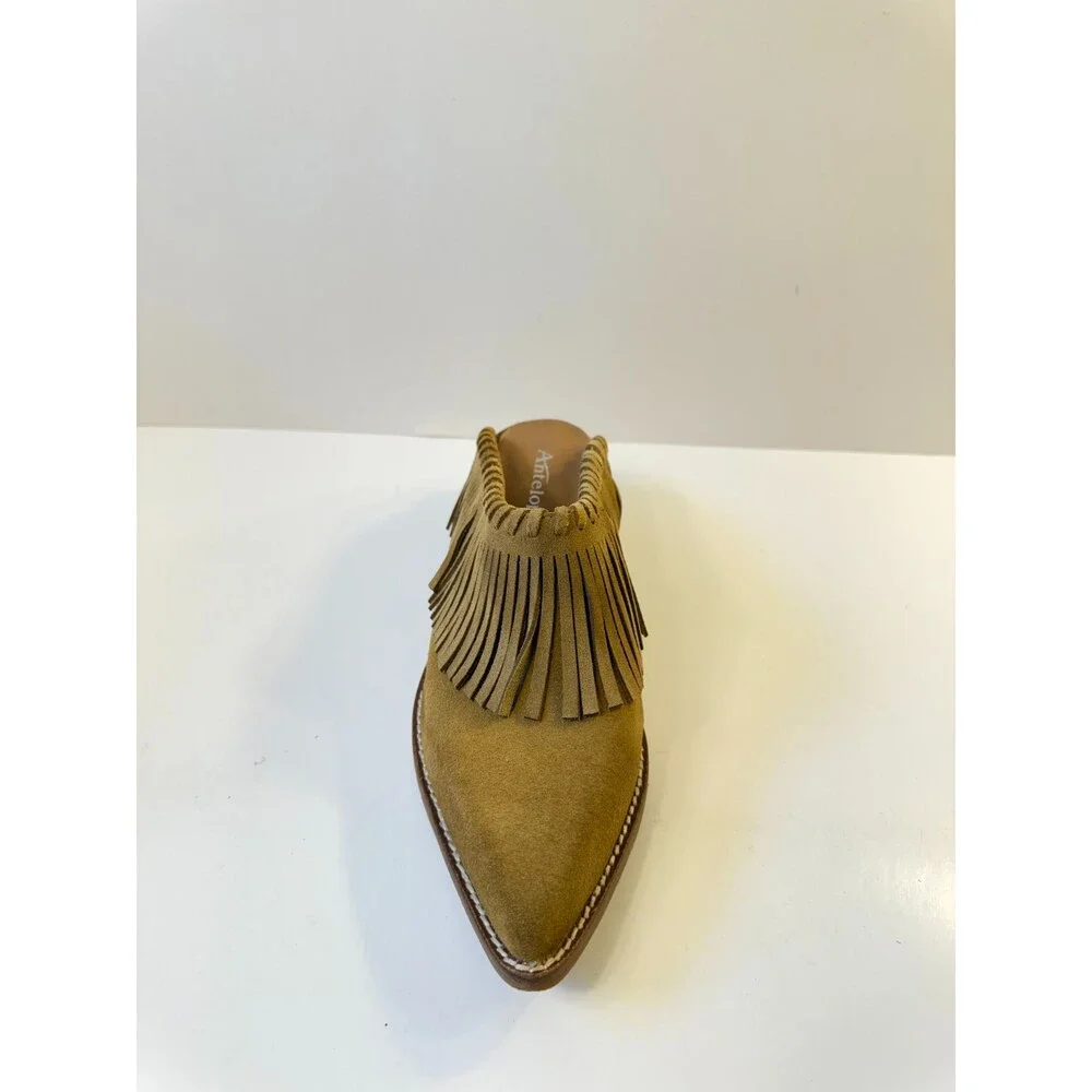 Antelope Womens Sandals Dabney Fringe Suede Muels Brown US 9 EU 39